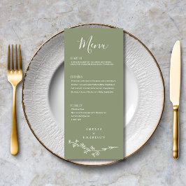 Blommigten Grönt Formell Elegant bröllop Meny