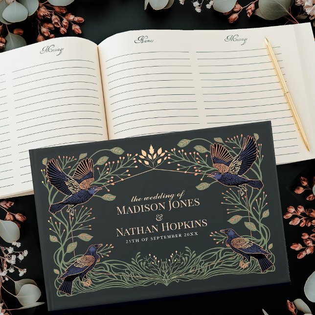 Blommigten Grönt Lövs Bröllop Gästböcker (Skapare uppladdad)