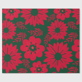 Blommigten grönt Röd vattenfärg Presentpapper