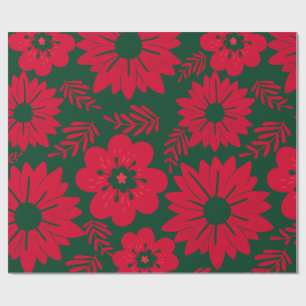 Blommigten grönt Röd vattenfärg Presentpapper