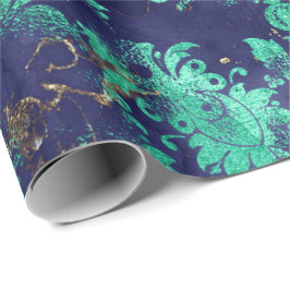 Blommigten Grungy Shabby chic i  Blue Navy Mint Gr Presentpapper