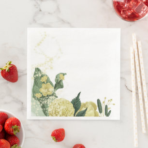 blommigten gula blommor grönt löv pappersservett