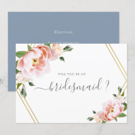 Blommigten Guld blir min bridesmaid Inbjudningar