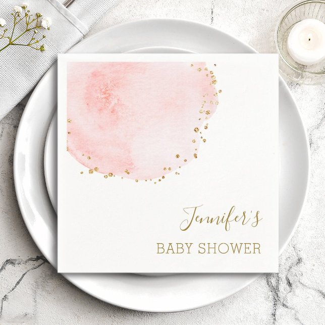  Blommigten Guld Glitter DPS Baby Shower Pappersservett (Skapare uppladdad)