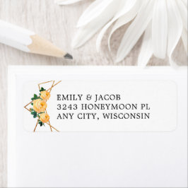 Blommigten guld Glitter Geometric Orange Wed Adres Returadress Etikett