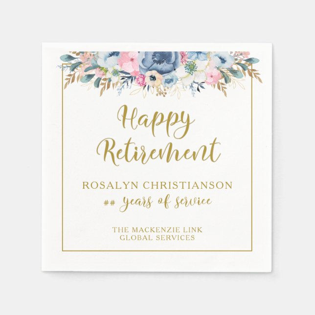 Blommigten Guld i Modern Pension Elegant Pappersservett (Framsidan)