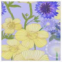 Blommigten gult Buttercups och Blue Cornblommor