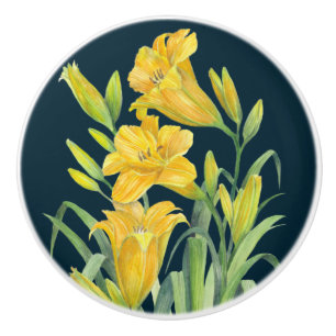 Blommigten Gult för vattenfärgsdag Lilies Illustr Knopp