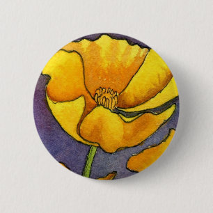 blommigten "Gult Poppy" Knapp