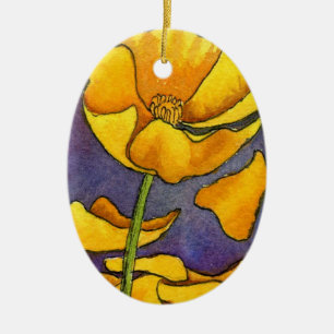 blommigten "Gult Poppy" Ornament