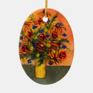 blommigten "Gult Vas" Ornament