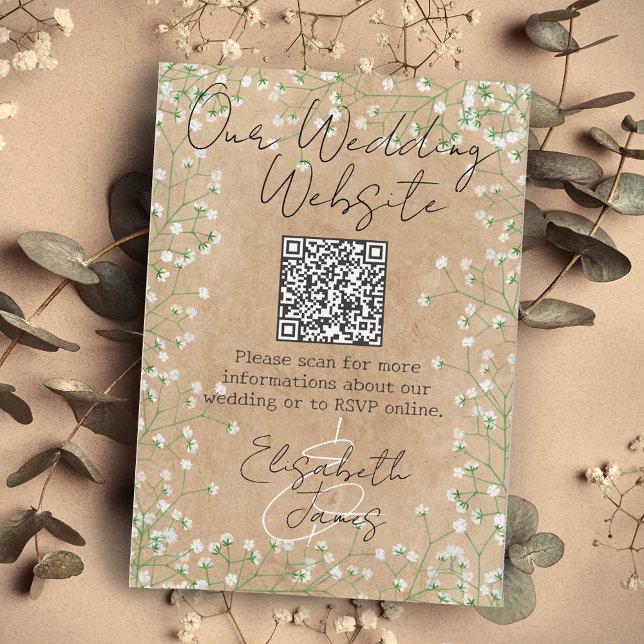 Blommigten Gypsophila Watercolor vår Bröllop webbp Tilläggskort (Skapare uppladdad)