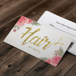 Blommigten Hair Stylist Guld Script Classy Möte Tidsbeställning Kort