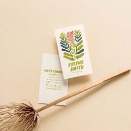 Blommigten hand plockade Grönt med fetstil, Funky Visitkort