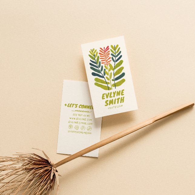 Blommigten hand plockade Grönt med fetstil, Funky Visitkort (Skapare uppladdad)