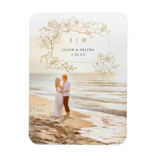 Blommigten Hand plockade Guld Spara datum Magnet