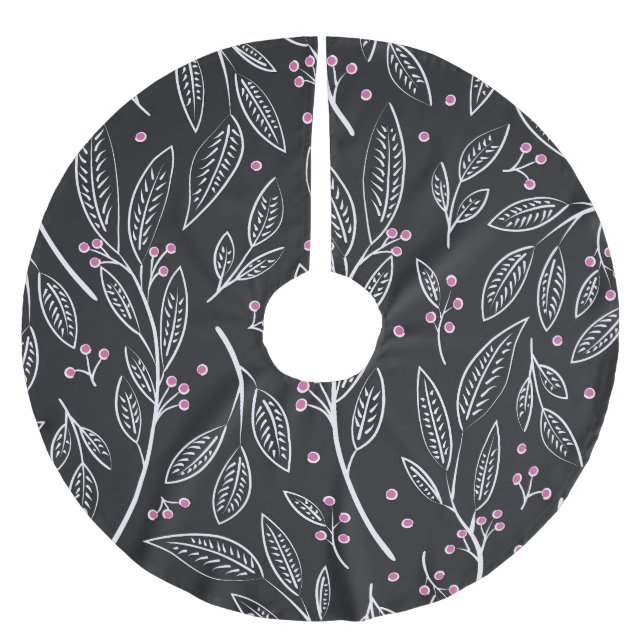 Blommigten hand plockade: Sömlös design Julgransmatta Borstad Polyester (Framsidan)