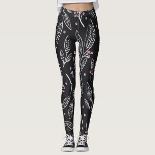 Blommigten hand plockade: Sömlös design Leggings