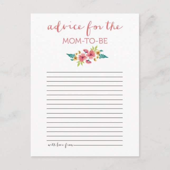 Blommigten har ett stödkort för babyskor rådkort (Framsida)