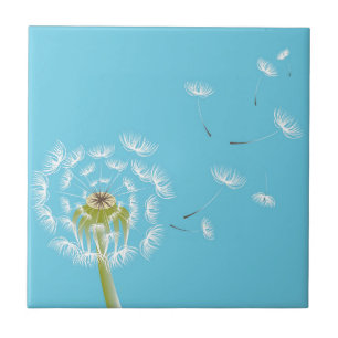 blommigten Himlar Blue Dandelion Kakelplatta