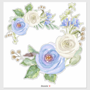 Blommigten Himlar Blue och Vit ros Klistermärken