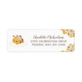 Blommigten Honeycombi Bee Baby Shower Returadress Etikett