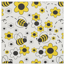 Blommigten Honung Humla Bumblebee White Gult Tyg