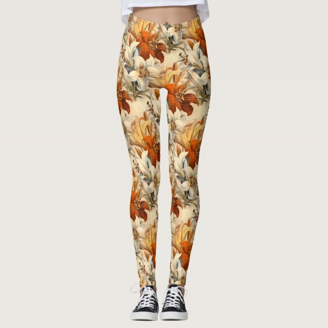 Blommigten Höst vintage Leggings (Framsida)