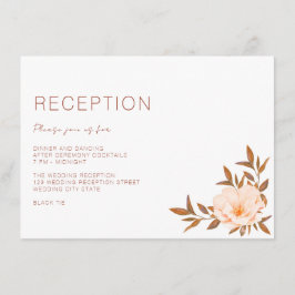 Blommigten Höstblomma, vattenfärg, koppar Bröllop Tilläggskort