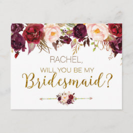 Blommigten hösten blir mitt Bridesmaid-kort Inbjudningar