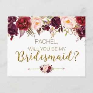Blommigten hösten blir mitt Bridesmaid-kort Inbjudningar