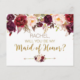 Blommigten hösten blir mitt Maid of honor-kort Inbjudningar