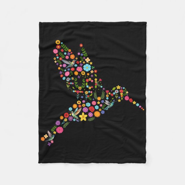 Blommigten Hummingbird Gömt Messag Fleecefilt (Framsidan)