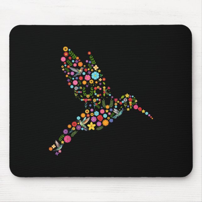 Blommigten Hummingbird Gömt Messag Musmatta (Framsidan)