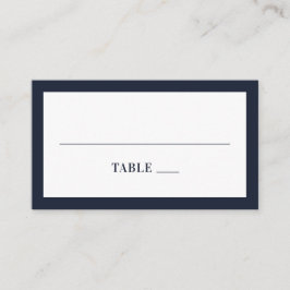 Blommigten i marinens moderna bröllop. Blå elegant Placeringskort