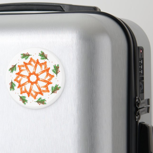 Blommigten  i sluttande Orange jul Magnet (In Situ (Luggage))