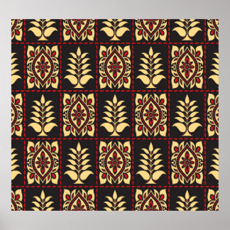 Blommigten i stammen Vintage Mönster Elegance Poster