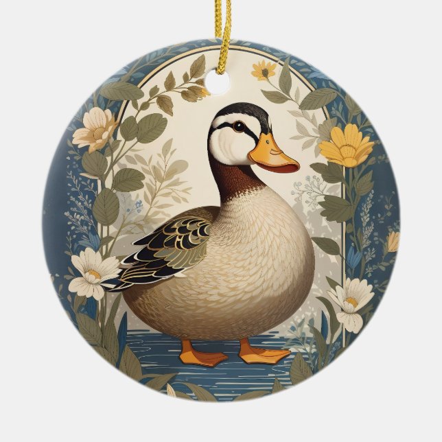 Blommigten  i Vintagen Cute Anka, inspirerad Julgransprydnad Keramik (Framsidan)