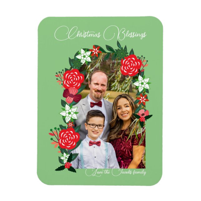 Blommigten Jul Blessings Magnet (Vertikal)