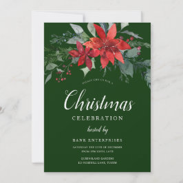 Blommigten jul i  Grönt Party Inbjudningar