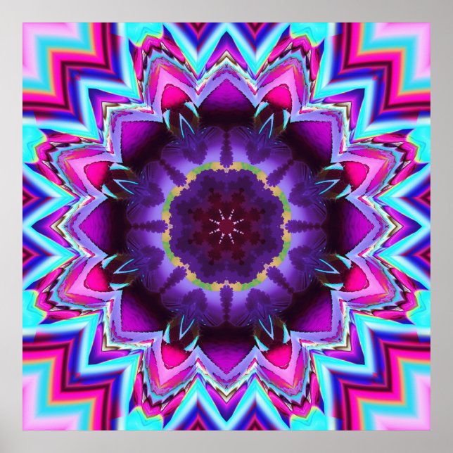 Blommigten Kaleidoskop, fractal wallart Poster (Framsidan)