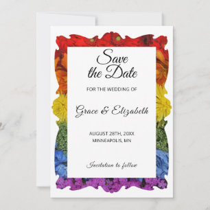 Blommigten Kärlek är Kärlek Pride Spara datumkort Inbjudningar