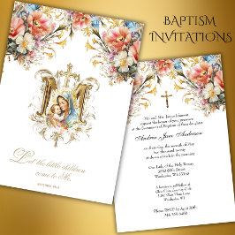Blommigten "Kkatolsk baptism: Christening Mary Jes Inbjudningar