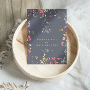 Blommigten Klassisk blå Vild Spara datum Vykort