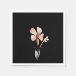 Blommigten Klassiskt vattenfärgsblått Löv, svart N Pappersservett