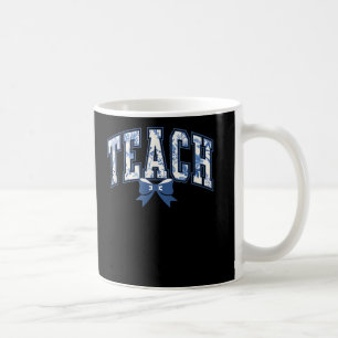 Blommigten Lärare Coquette Toile Blue Bow Kaffemugg