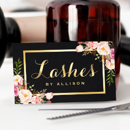 Blommigten Lash Script Modern Makeup Black Guld Visitkort