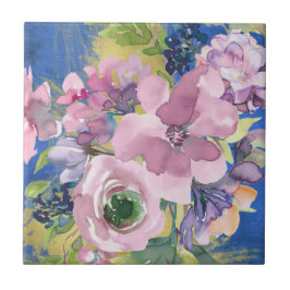 Blommigten Lavender Blues Watercolor Kakelplatta