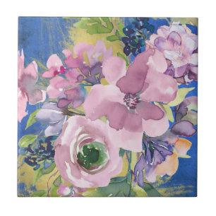Blommigten Lavender Blues Watercolor Kakelplatta