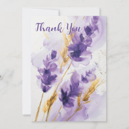 Blommigten Lavender Golden Watercolor - tack för d Inbjudningar